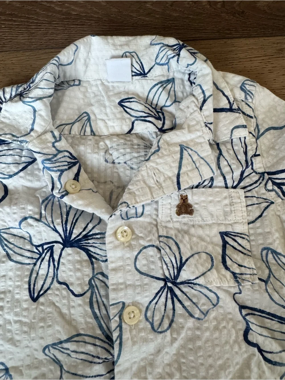 Baby GAP White Hawaiian Shirt with Blue Floral Print